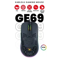 Gameagle GE69B Ultra Hafif RGB Kablolu Optik Oyuncu Mouse - 12800 DPI Siyah