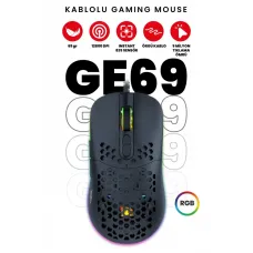 Gameagle GE69B Ultra Hafif RGB Kablolu Optik Oyuncu Mouse - 12800 DPI Siyah